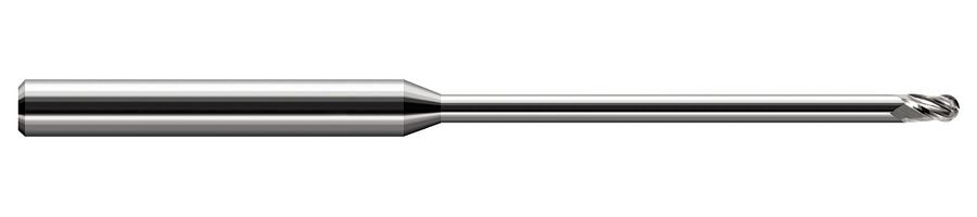 Picture of Harvey Tool 970793 Dia 0.093 LOC 0.1390 OAL3.00 End Mill Standard Flute Standard Helix Carbide Uncoated Single End Ball NoseBall